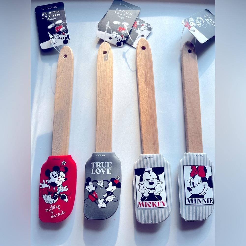 4 Disney Mickey and Minnie Mini Spatula Collection - Red, Black, Gray